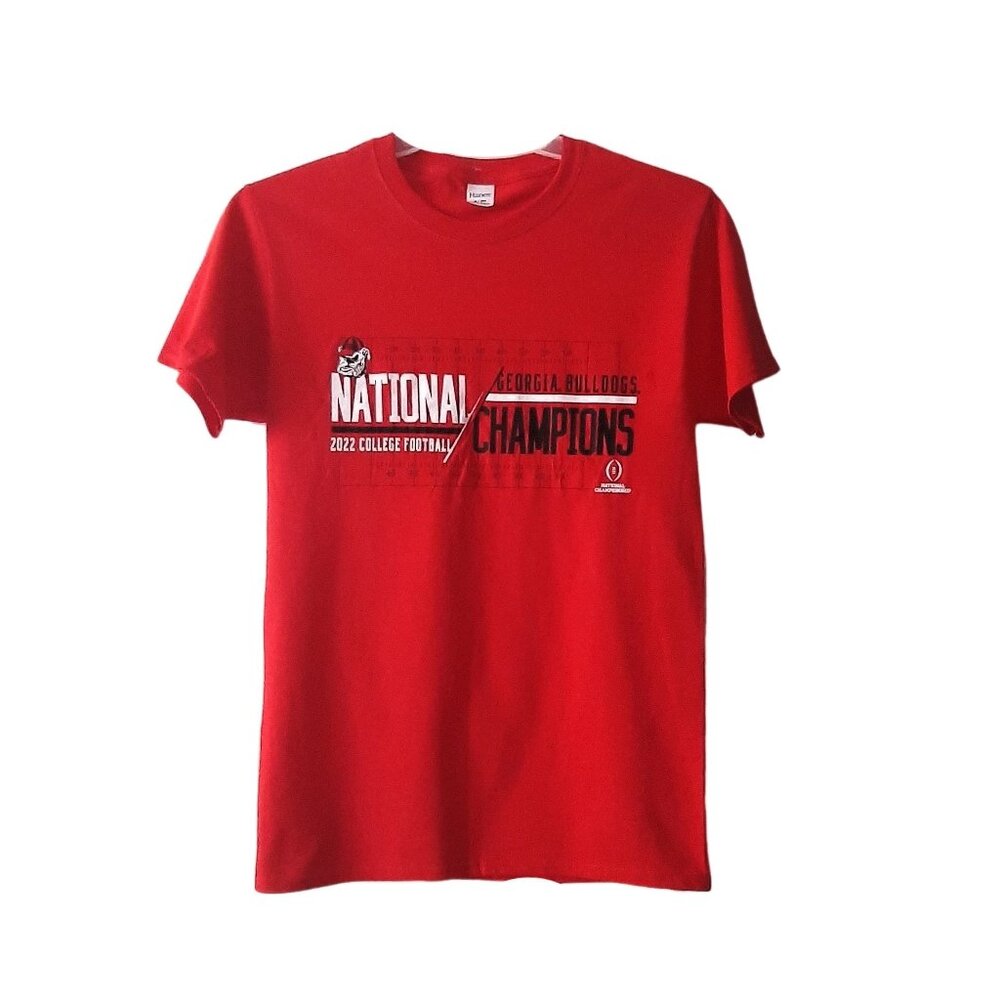 Women Georgia Bulldog Champions National 2022 College Football Red Shirt- Size S